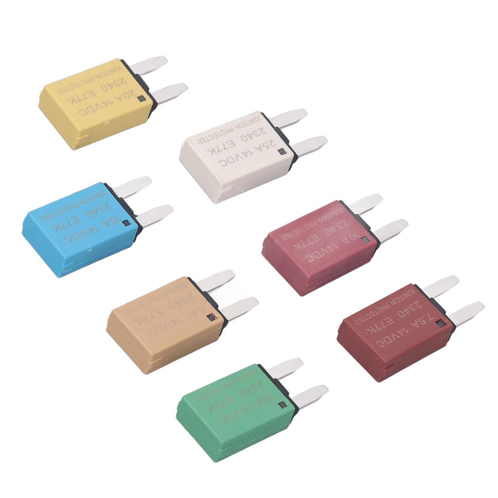 Conjunto de 7 Peças Disjuntor de Rearme Automático 5A 7.5A 10A 15A 20A 25A 30A Fusível de Lâmina ATC ATO para Carro Barco RV