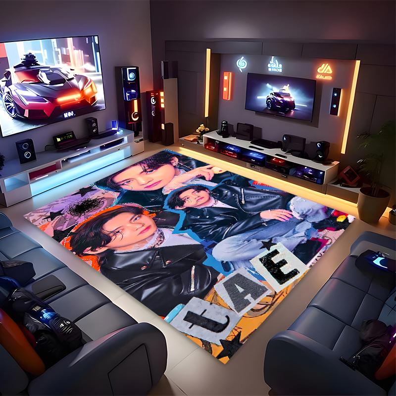1pc Jin singer2 Print Area Rug - Soft, Washable Non-Slip Indoor Mat for Office Chairs, Living Room, Home Office Decorative Rug