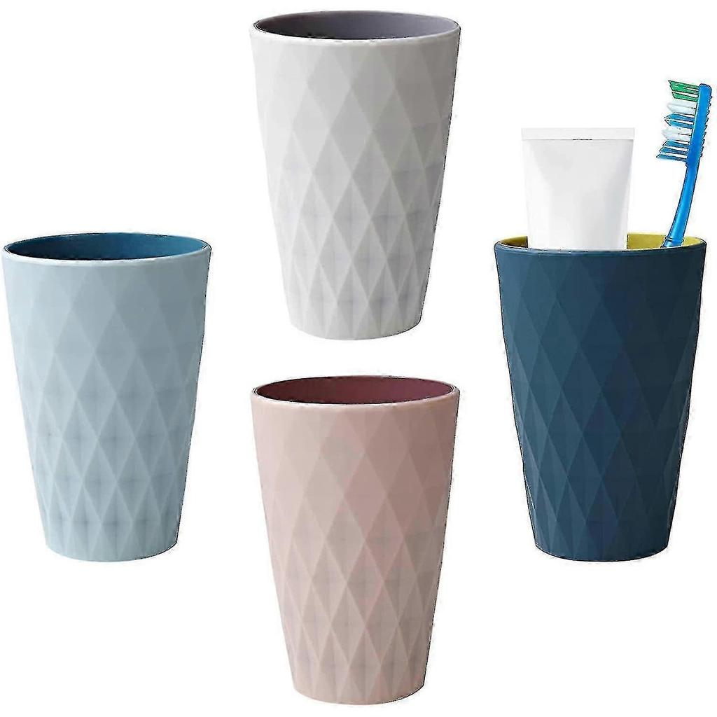 Bathroom Tumbler, 450ml/15.8oz Plastic Tumbler, Nordic Style Design, Strong And Drop-resistant, Suitable For Adults, Teenagers And Children. 4pcs (812