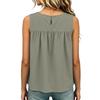 Women’s Sleeveless Pleated Tank Top Casual Loose Fit Crew Neck Blouse Simple Solid Design for Daily Wear