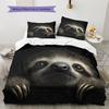 Black Sloth Pattern Bedding Home Decoration Birthday Gift (1 * Duvet Cover + 2 * Pillowcase, Without Core)