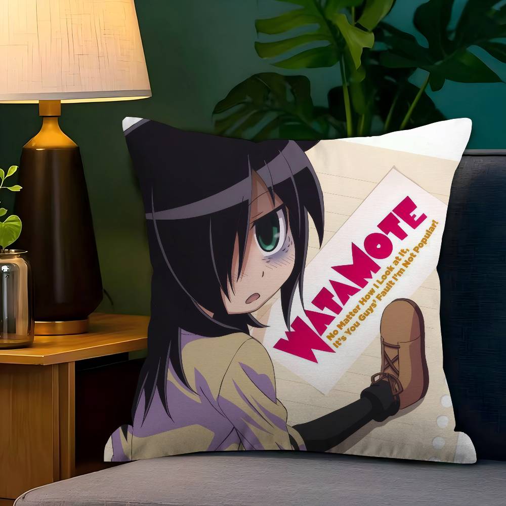 Anime Watamote Kuroki Tomoko Personalized Pillow Dust Cover Bedroom Kids Party Decoration Pillowcase Birthday Children Gift