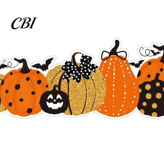 Indoor Home Decorations Halloween Stickers with Pumpkin And Bat Prints, Durable Coated Seasonal Atmosphere Enhancers Paper Decals, Stylish Frame