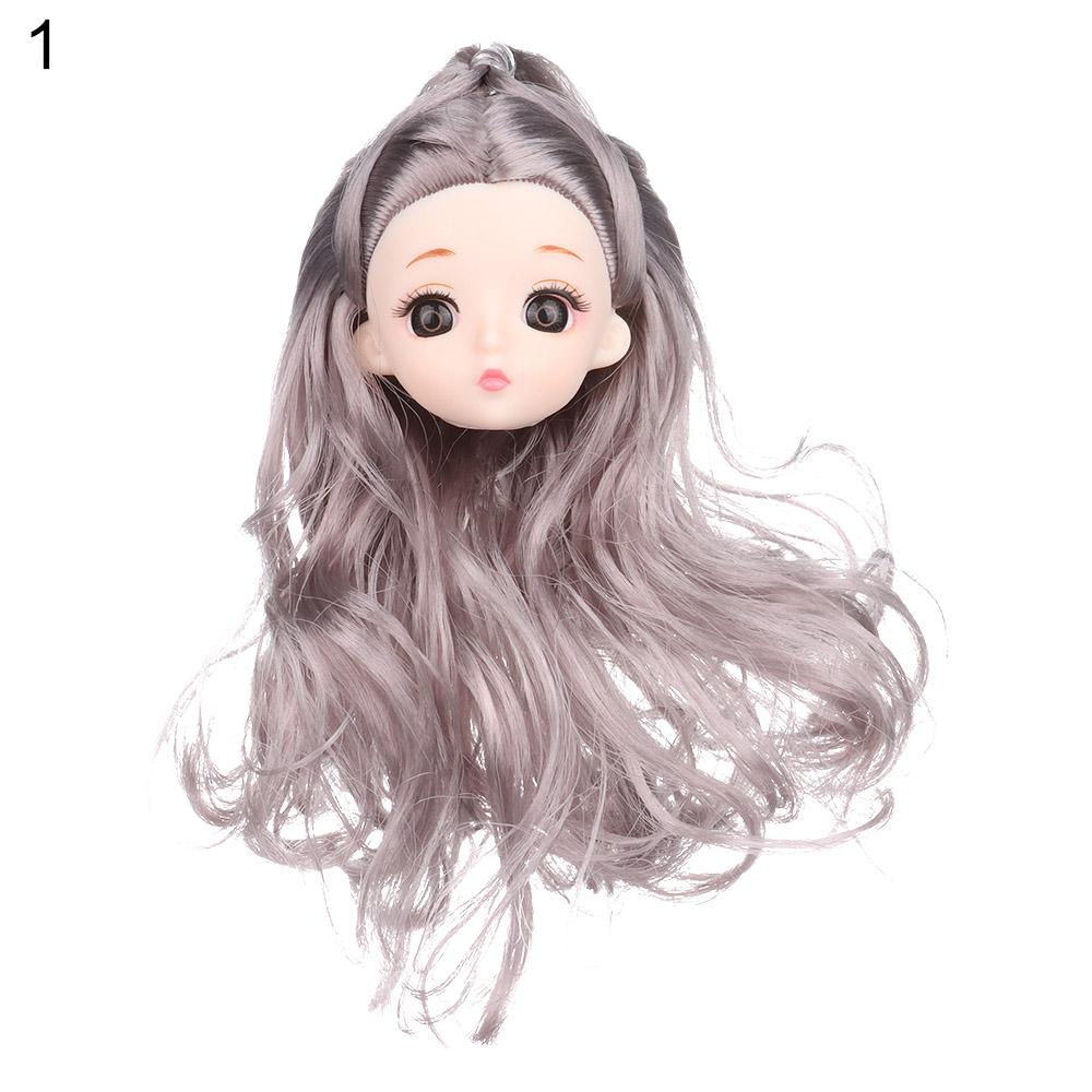 30CM Doll Head With Long Curly Hair Straight Wig For 16cm Dolls Accessories Removable Joint Toys DIY Head For 1/6 BJD Dolls