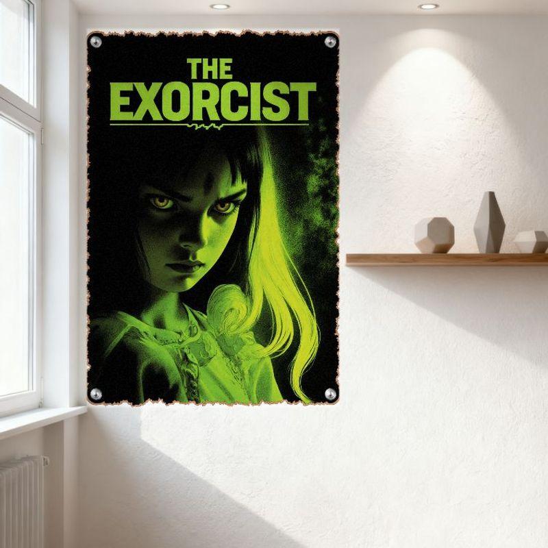 The Exorcist Vintage Metal Tin Sign Distressed Horror Movie Poster Wall Decor for Home Man Cave Bar Restaurant Cafe Decoration