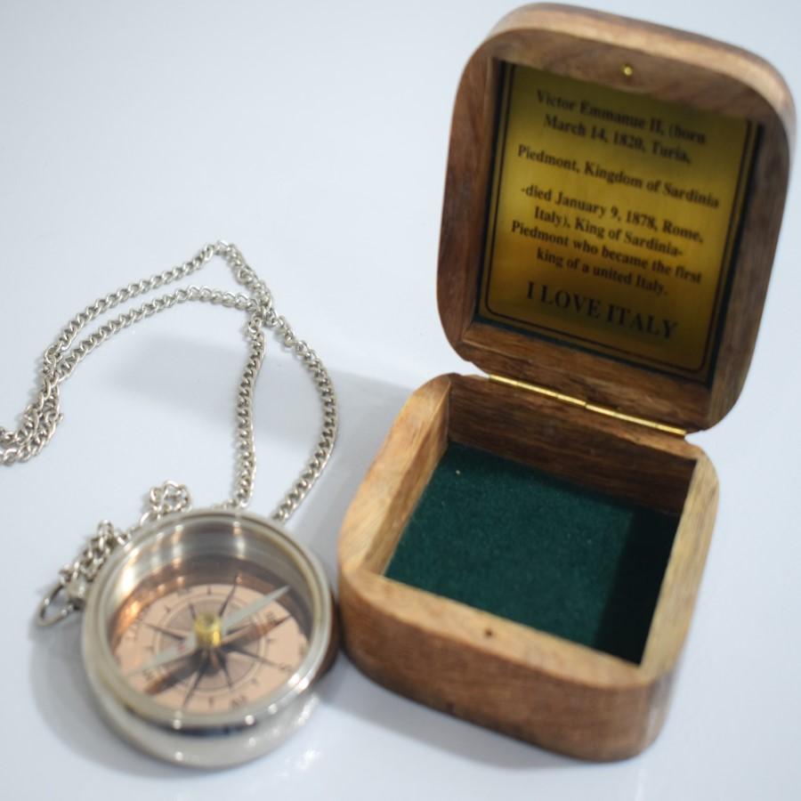 

Морской карманный компас из латуни с кольчугой – ручная работа, деревянный футляр, никелированная полировка 2.5 INCH COMPASS