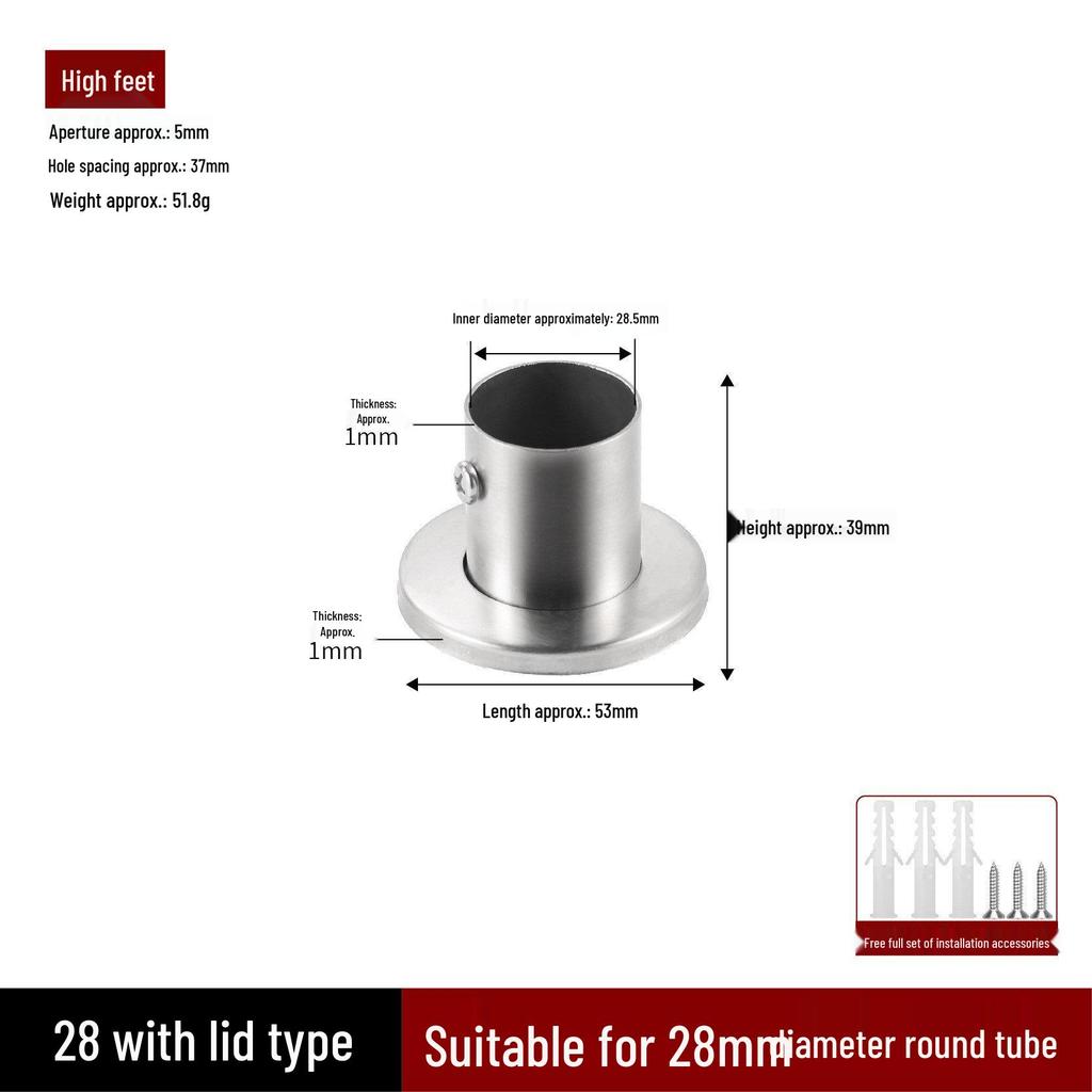 Stainless Steel Flange Base for Clothes Rods & Curtain Fixings