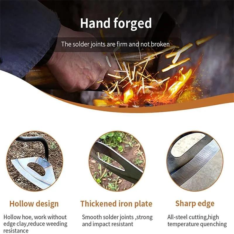 All-Steel Hardened Hollow Hoe Handheld Weeding Rake Planting Vegetables Farm Garden Agriculture Weeding Tool Dropshipping