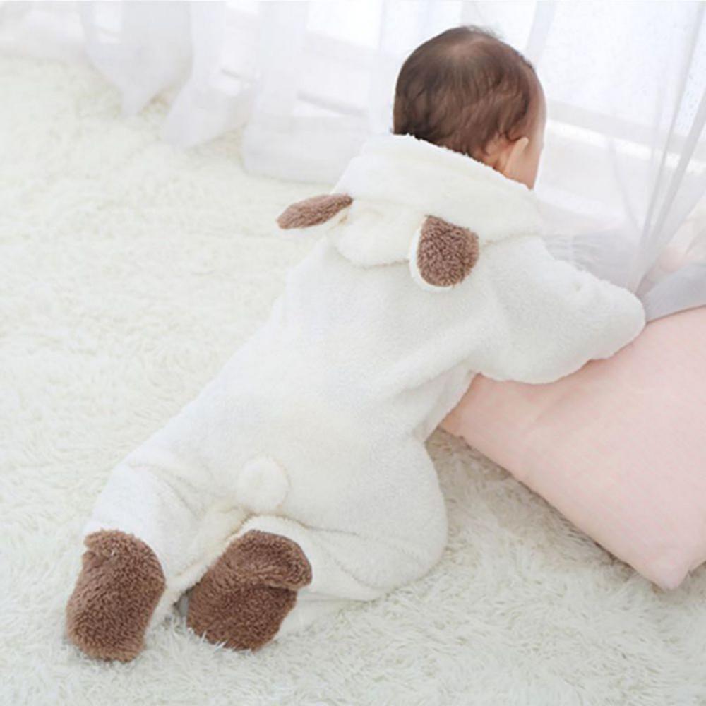 Kapuzen-Baby-Strampler aus Korallenfleece - Warmer Herbst-/Winter-Einteiler