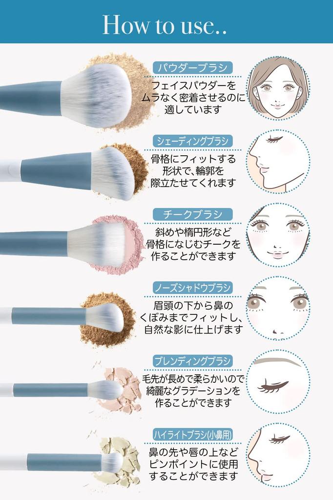 Frepice Makeup Brushes [Set of 12] Powder Brush, Eyeshadow Brush, Ribbon, Makeup Brush Pouch, Makeup/Aqua Ribbon