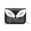 Fashion Trend Sequined Fox Face Decoration Women's Bag Versatile Magnetic Buckle Chain Small Square Bag