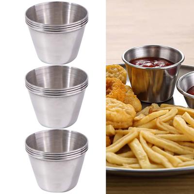 12 Piezas/Set Tamaño Pequeño Taza para Salsa de Barbacoa Plato para Condimentos de Acero Inoxidable Taza para Ensalada Mermelada Uso en Exteriores