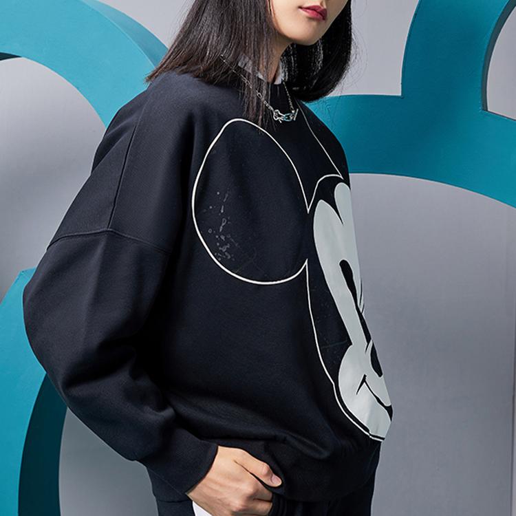 Li-Ning X Disney Co-Branded Oversized Pullover Sweatshirt Women Sweatshirt Black AWDQC28-2