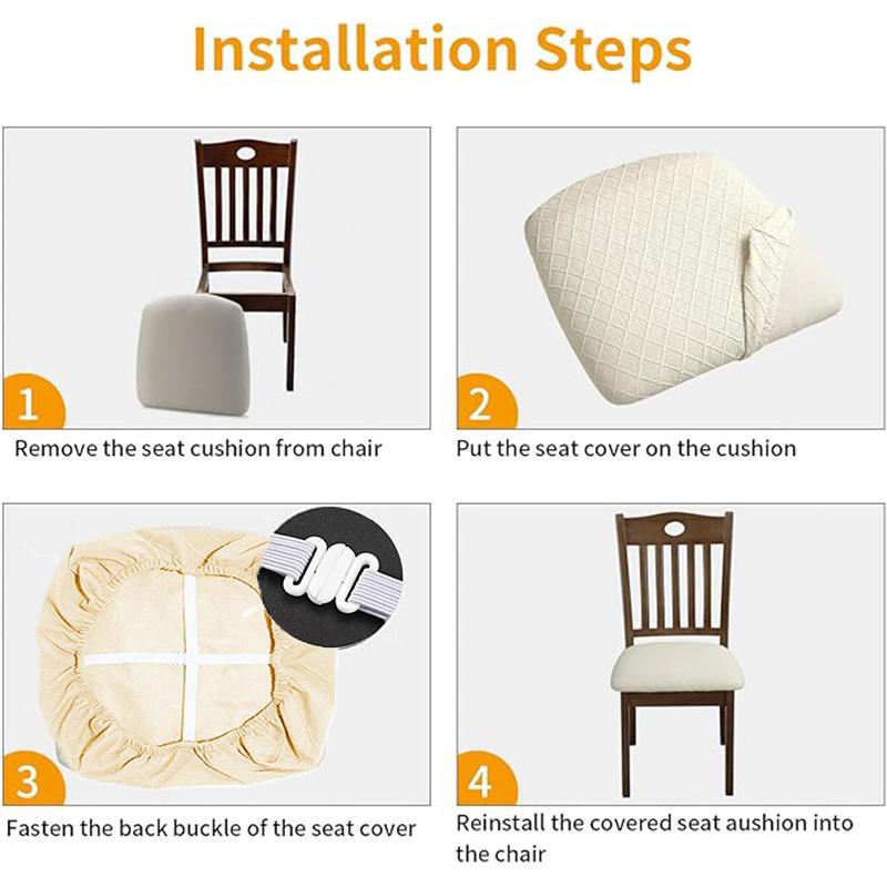Stretch Chair Seat Covers 1/2/4/6Pcs Removable Washable Dining Chair Covers Anti-Dust Dining Roomseat Cushion Slipcovers