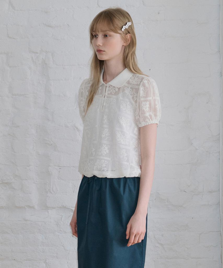 SINOON Rose Lace Volume Blouse (Ivory)