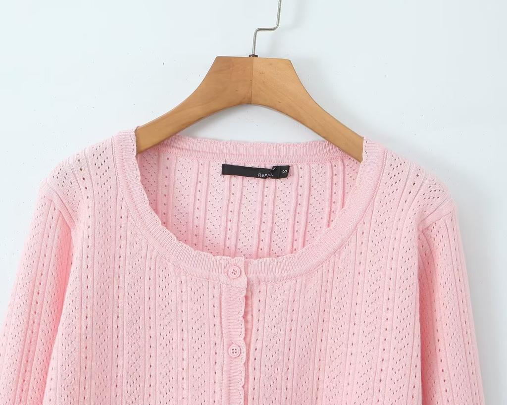 European and American Style, New Women's Clothing, Foreign Style, Fashionable, Casual Crew Neck Single-breasted Knitted Cardigan