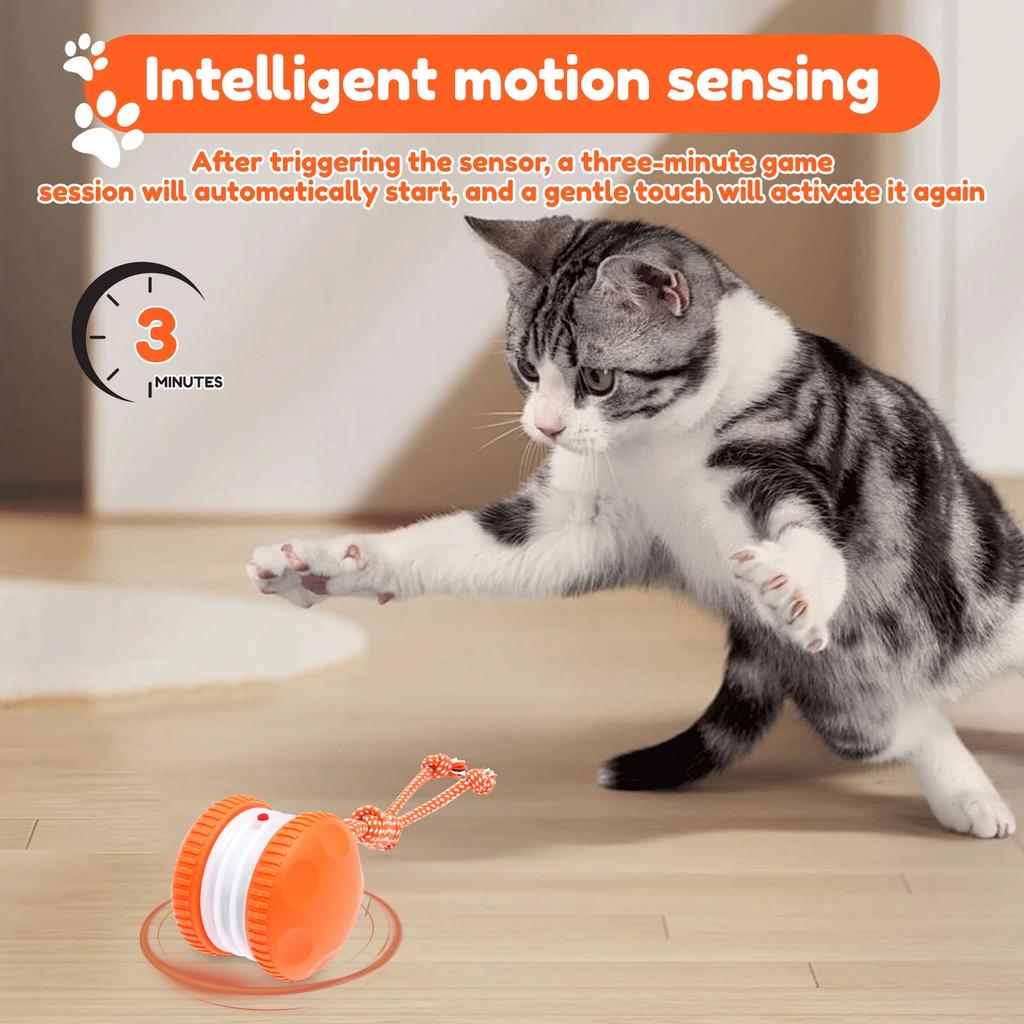 Interactive Dog Toy 2 Speed Mode Moving Cat Dog Toy with Rope Motion Activated Automatic Moving Pet Toy Ball Pet Supplies