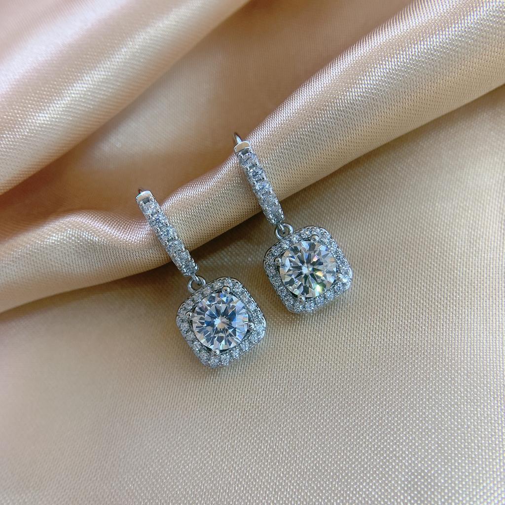 Pendientes de Moissanita de 2,0 quilates para Mujer Tachuelas de Diamante Cultivado en Laboratorio Plata de Ley 925 Joyería Fina Regalo