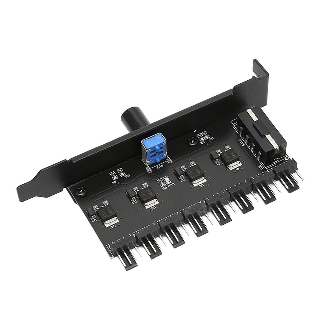 PC Fan Hub 8 Channels Knob Cooling Fan Speed Controller for CPU Chassis Hard Drive VGA PWM Fan PCI Bracket