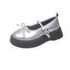 Fashion French bowknot Mary Jane Platform Shoes Woman 2025Buckle Strap Pu Leather Casual Shoes Woman Thick Sole Student Jk Uniform Shoes