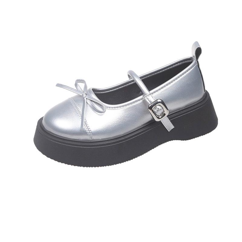 Fashion French bowknot Mary Jane Platform Shoes Woman 2025Buckle Strap Pu Leather Casual Shoes Woman Thick Sole Student Jk Uniform Shoes