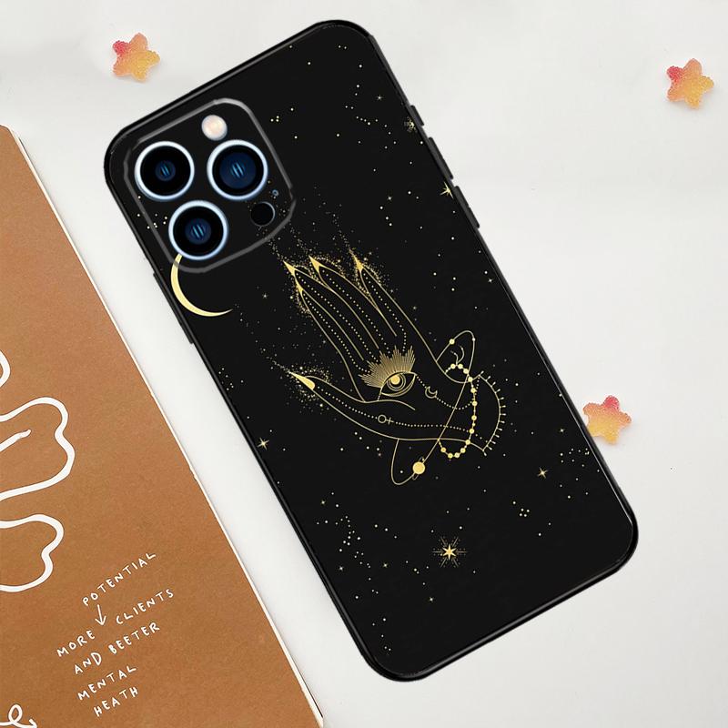 Fortune Telling Moon Stars Hands Art Phone Case For iPhone 17 Pro Max 14 13 12 11 15 16 Pro Max Mini 16 Plus 16e 17 Air Funda