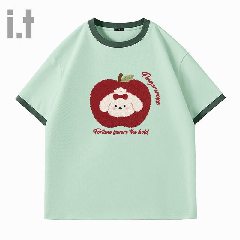 Fingercroxx Women s Loose Fit Cotton Apple Puppy Print T-Shirt L