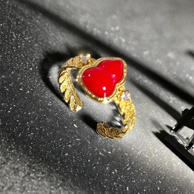 National Tide Style Red Gourd Fulu Opening Ring Niche Design Light Luxury French Retro Medieval Ring