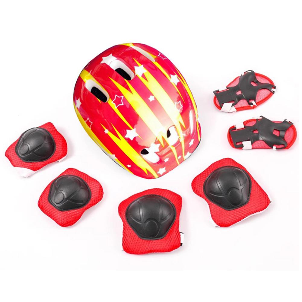 7PCS/set Kids Skateboard Scooter Helmet Bicycle Sport Protective Gear Set Knee Elbow Pad with Wrist Guards for Boys Girls Skiing