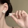 French retro white flower pearl stud earrings light luxury high temperament earrings niche design earrings new