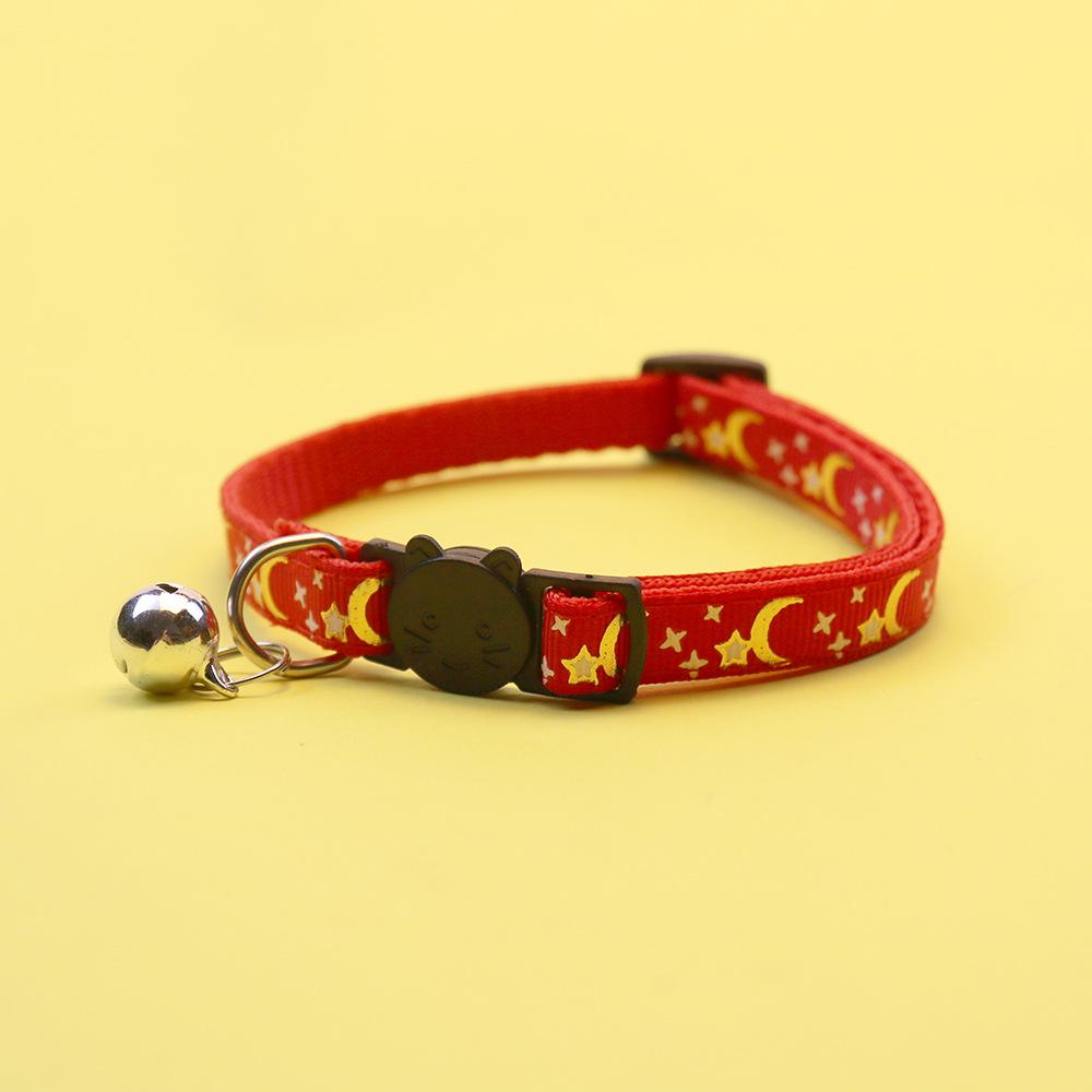 Moon Print Buckle Bell Collar for Cats and Small Dogs - Cute and Durable