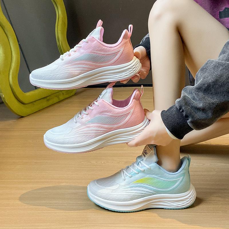 New Fly-woven Shoes Women's Spring Student Sports Running Shoes Casual Shoes with Heightened Thick Soles