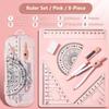 Portable 8PCS/Set Plastic Ruler Compasses Set Transparent Eraser Protractor Set Square Straight Ruler Measuring Ruler Students
