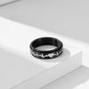 Titanium Steel Rotating Electrocardiogram Couple Ring, Heartbeat, Decompression, Stainless Steel Matching Ring, Hand Jewelry