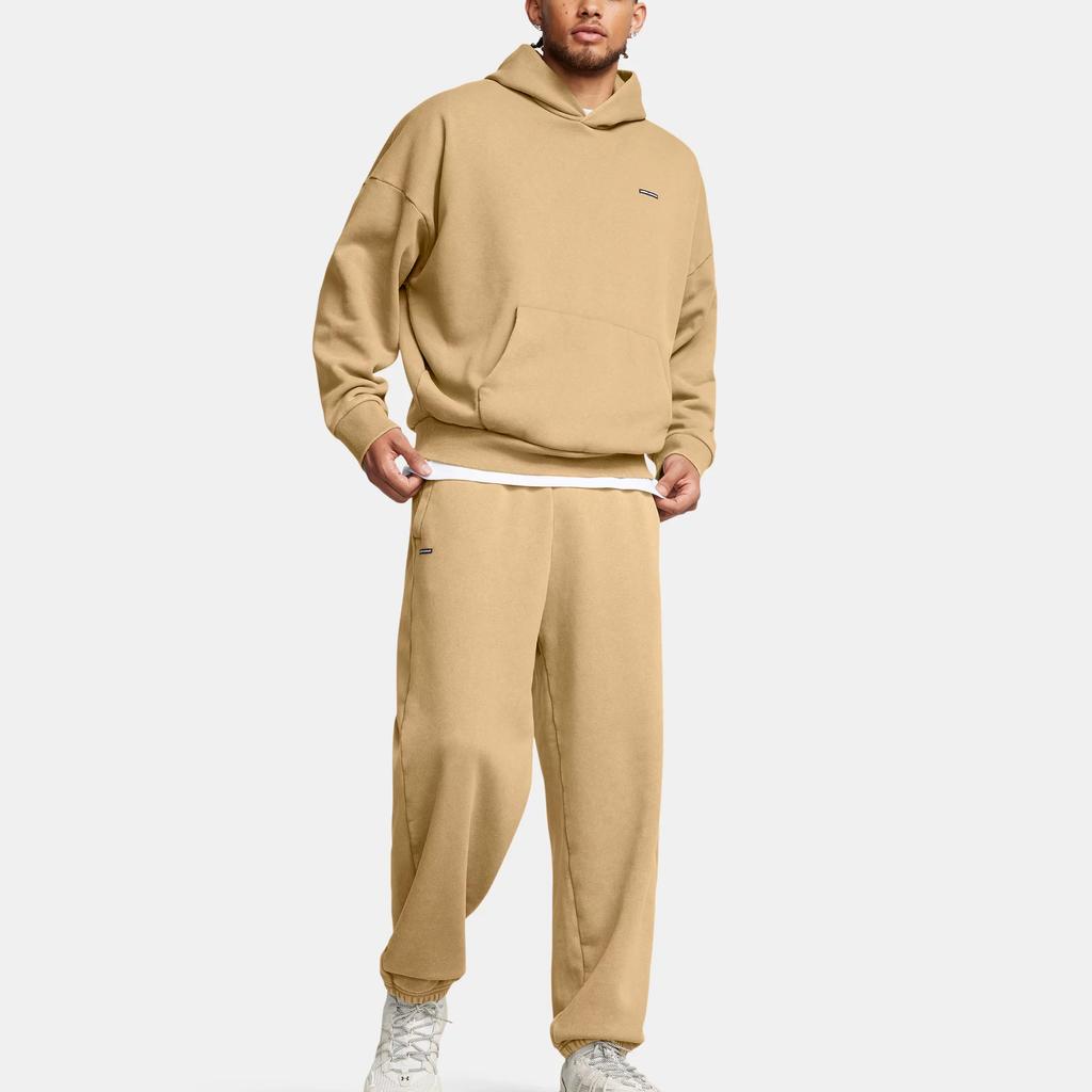 Under Armour Icon Heavyweight Fleece Wash Oversized Hoodie Men Hoodies Camel 1386552-263