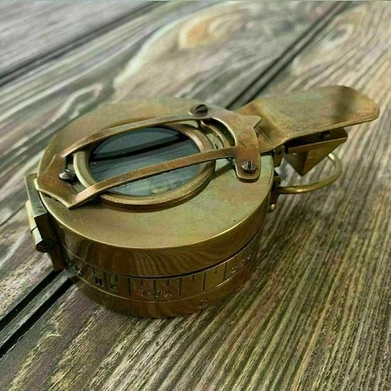 Solid Brass Nautical Marine Vintage Style Military Pocket Sundial Compass Gift