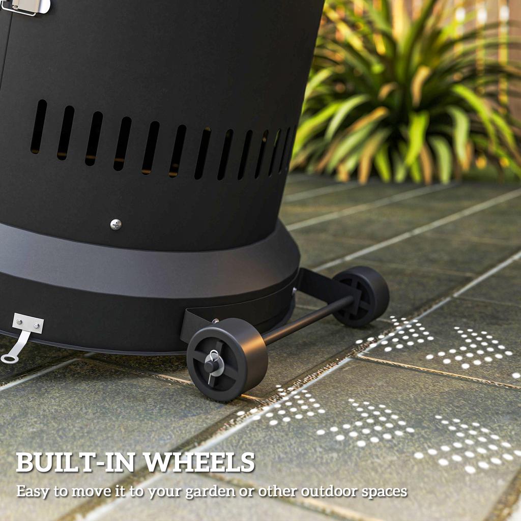 11 KW Freestanding Gas Patio Heater, Adjustable Outdoor Garden Propane Heater with Tip-Over Switch, Wheels, Pulse Ignition