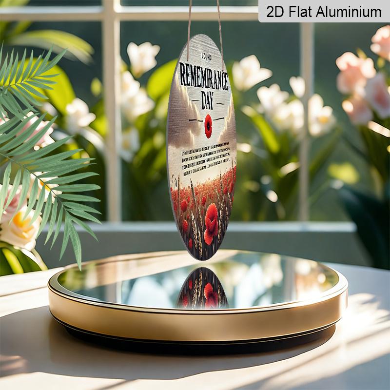 2D Flat Aluminum Memorial Day-Themed Wall Decor Red Poppy and Sheaf of Wheat Design Commemorative Gift 7.87 Inches X 7.87 Inches Suitable for Cafes