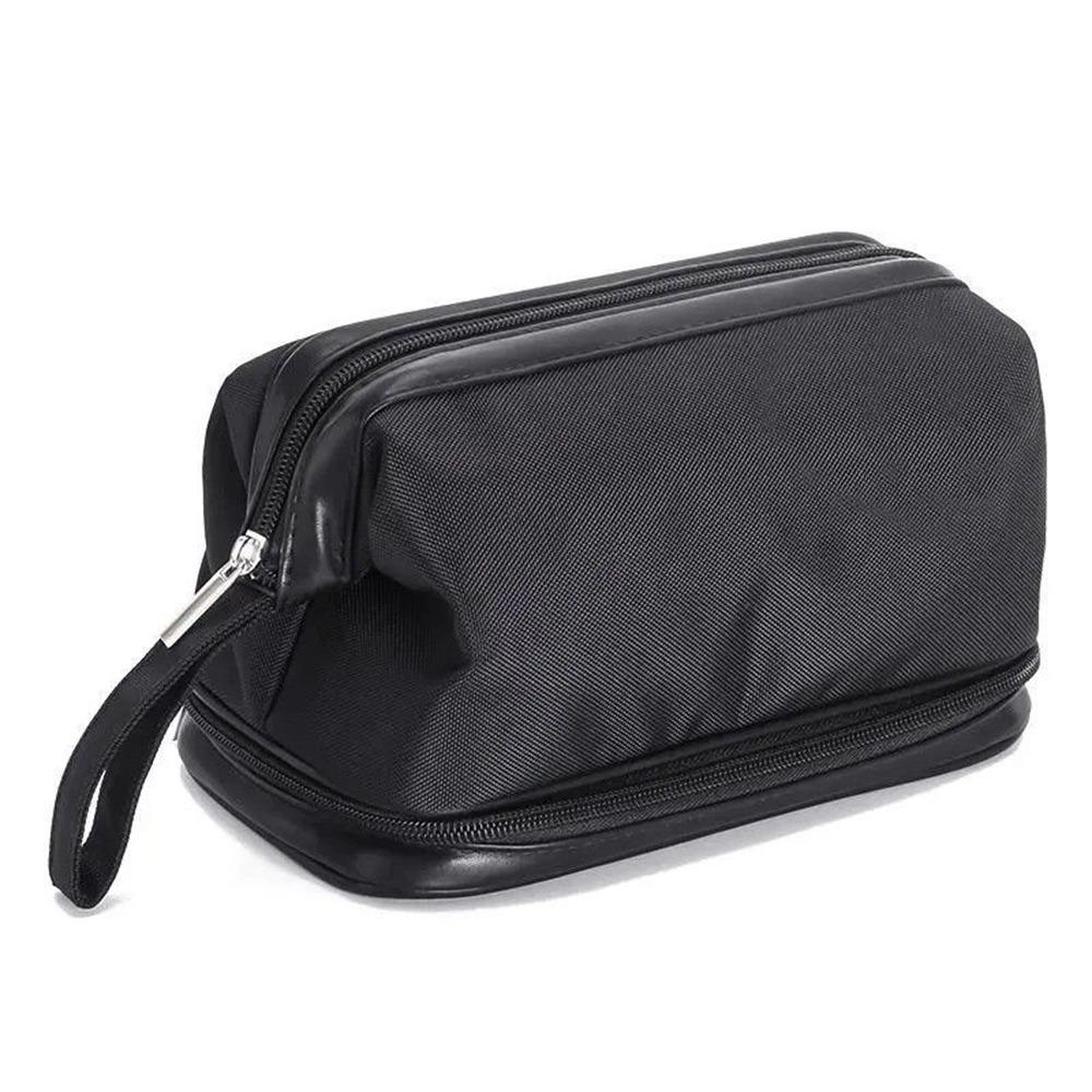 Korean Nylon PU Cosmetics Organizer Handbag Waterproof Portable Mens Toiletry Bag Black Beauty Wash Pouch Women Man