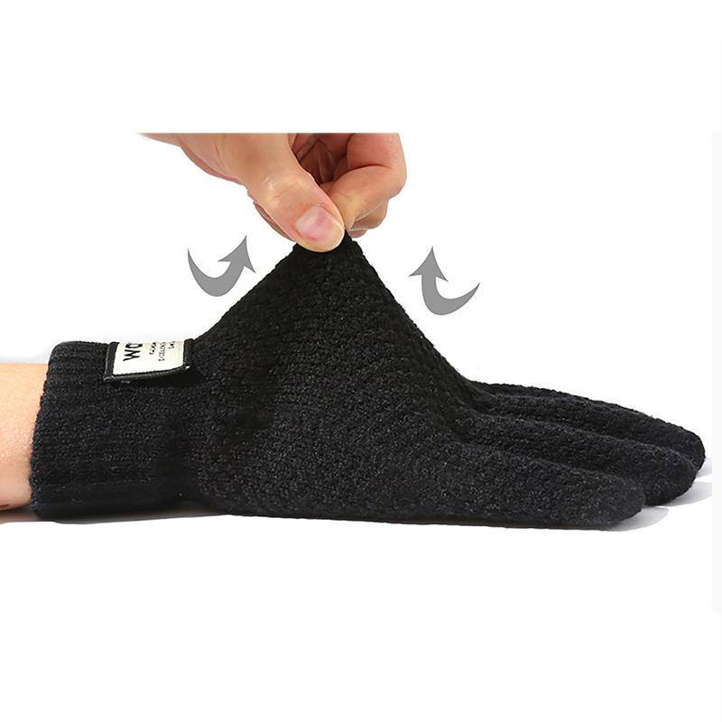 Winter Men Knitted Gloves Touch Screen High Quality Male Mitten Thicken Warm Wool Cashmere Solid Color Men Business Gloves