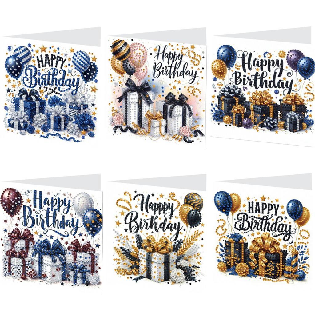6pcs DIY Diamond Painting Greeting Card Set Rhinestone Diamond Art Mosaic Postcards Creative Birthday & Thanksgiving Card Kit