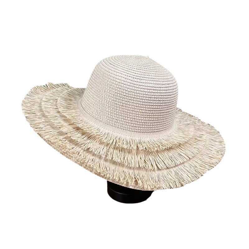 Summer new hat women's fashion retro burr straw hat summer outdoor temperament sunscreen sunshade flat top hat