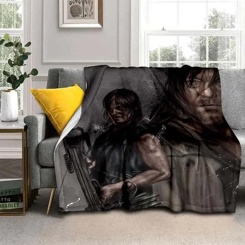 Daryl Dixon Walking Dead Movie Flannel Blanket,Warm and Soft Blanket  For Couch Sofa Office Home Travel Camping Birthday Gift