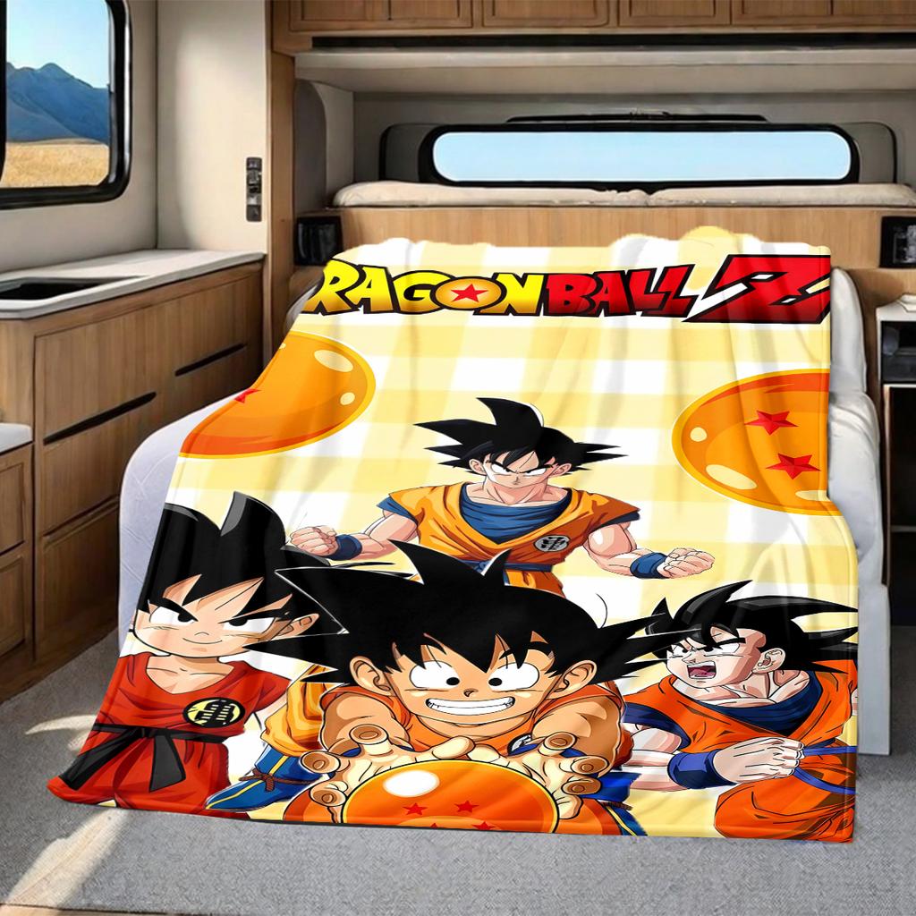 1pz Coperta in Flanella con Stampa Son Goku, Alta Qualità per Tutte le Stagioni, Decorazione per la Casa, Calore e Comfort, Perfetta per Regali di Natale