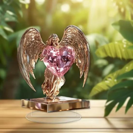 2D Flat Table Sign Acrylic Prayer Wings Angel/Fairy/Nativity Scene Desktop Ornament for Tabletop Shelf Mantel Decor