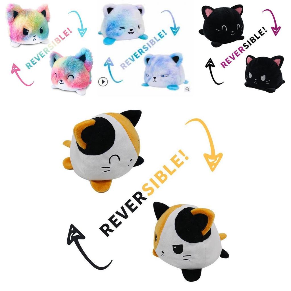 Reversible Flip Cat Plush Stuffed Toy Soft And Cute Animal Doll For Children Gifts