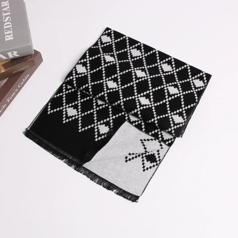 High-End British Soft Plaid Silk Wool Men's Scarves Autumn and Winter Thickened Wool Warm Scarf 30x180cm