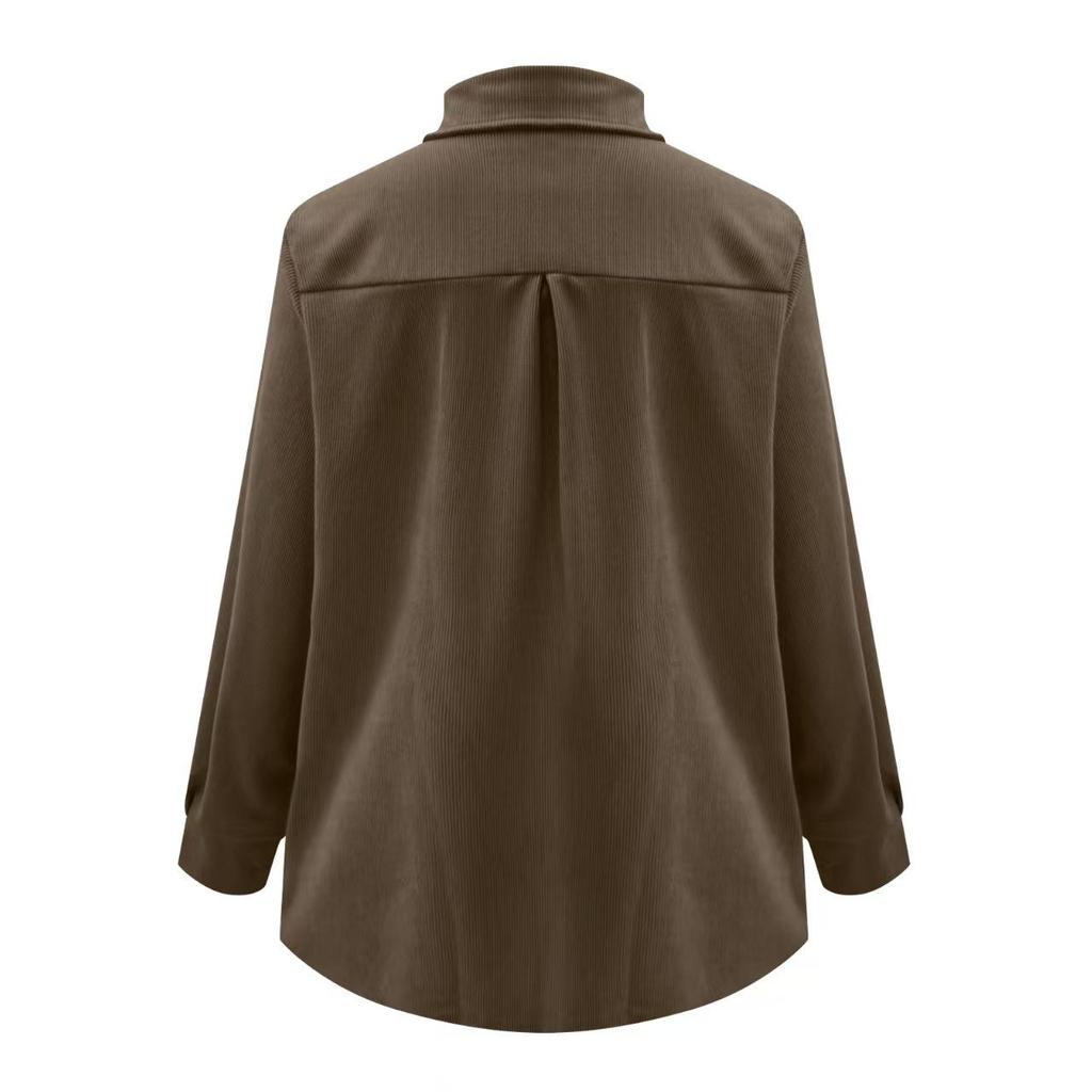 Giacca Camicia da Donna in Velluto a Coste Stile Europeo/Americano Autunno/Inverno Larga 2025