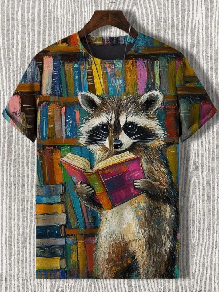 Men's Funny Animal Printed T Shirt Short Sleeved Tees Tops 3D Print O-Neck Shirts Party Summer Casual Men's Clothing Apparel