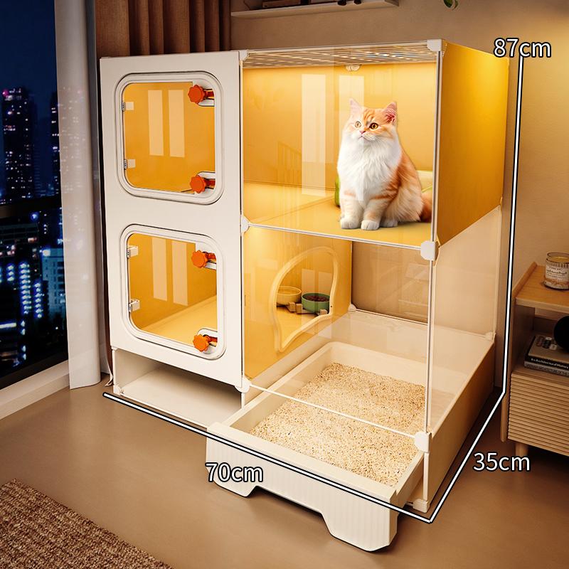 Hochsicht-Katzenkäfig All-in-One Katzenklo-System Indoor Einraum-Ein-Wohnzimmer-Aufbau Katzenwelpenhaus Heimtier-Wohnsitz-Lösung